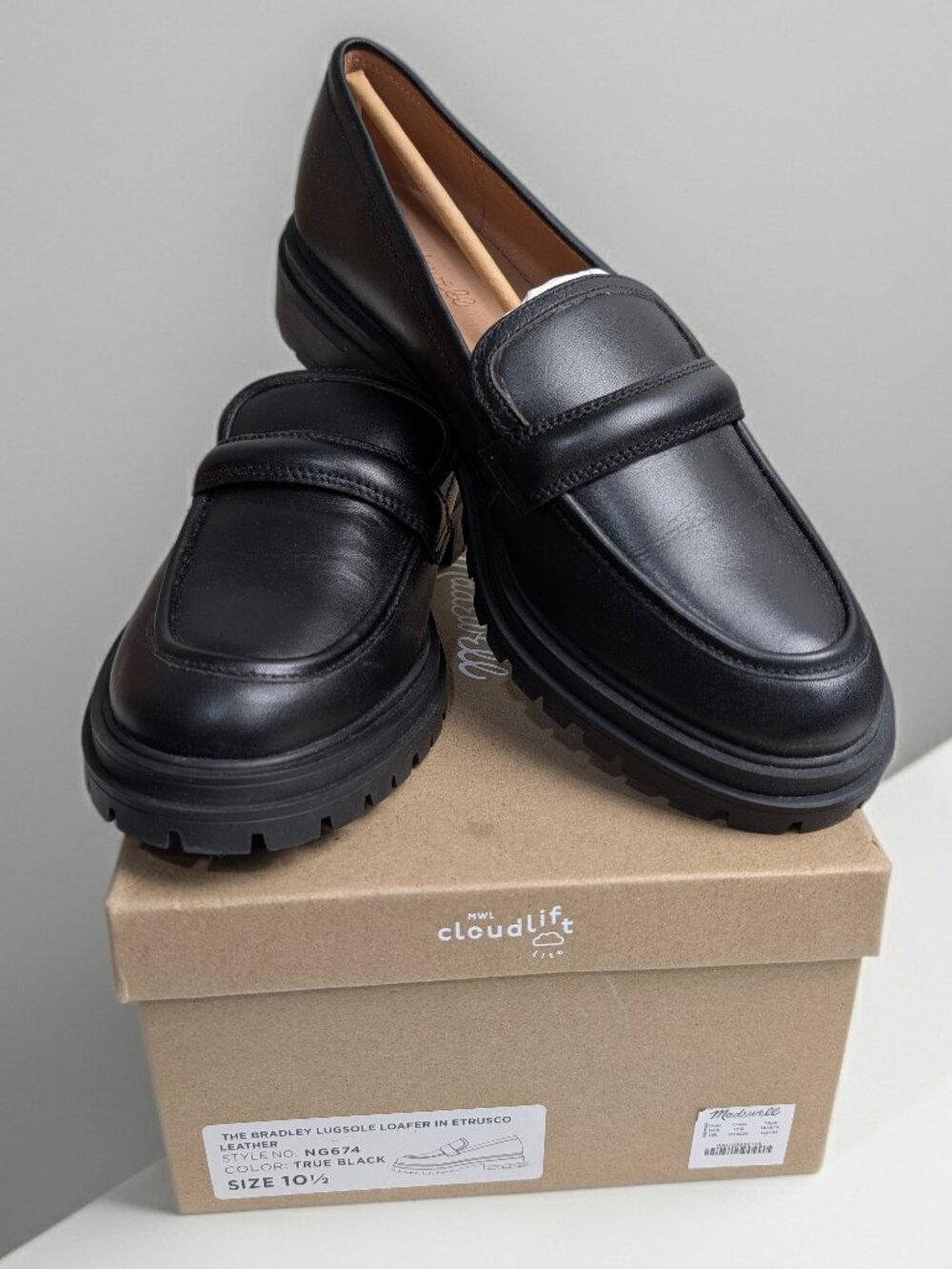 Madewell Bradley Lugsole Loafer, Black Leather – New in Box